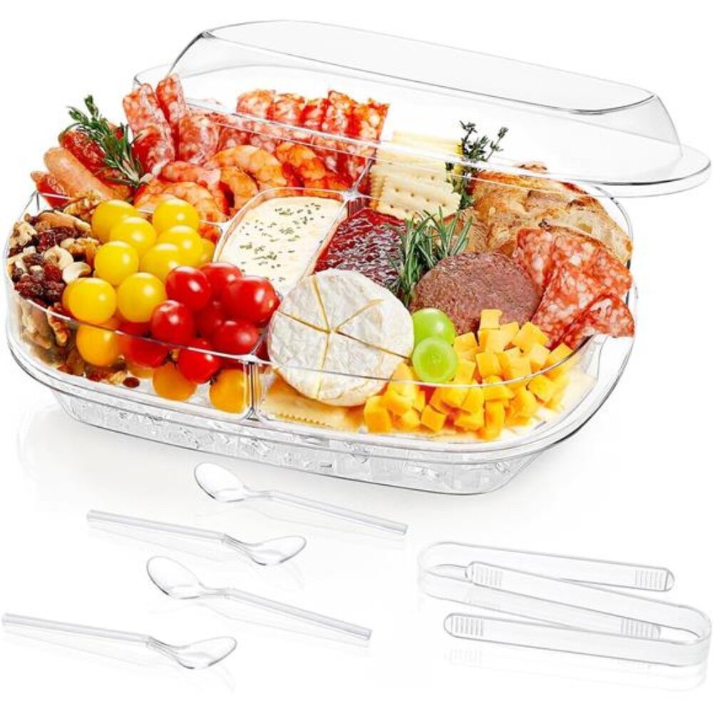 15 Inch Party Serving Tray Divided Shrimp Cocktail Ice Appetizer Fruit Veggie